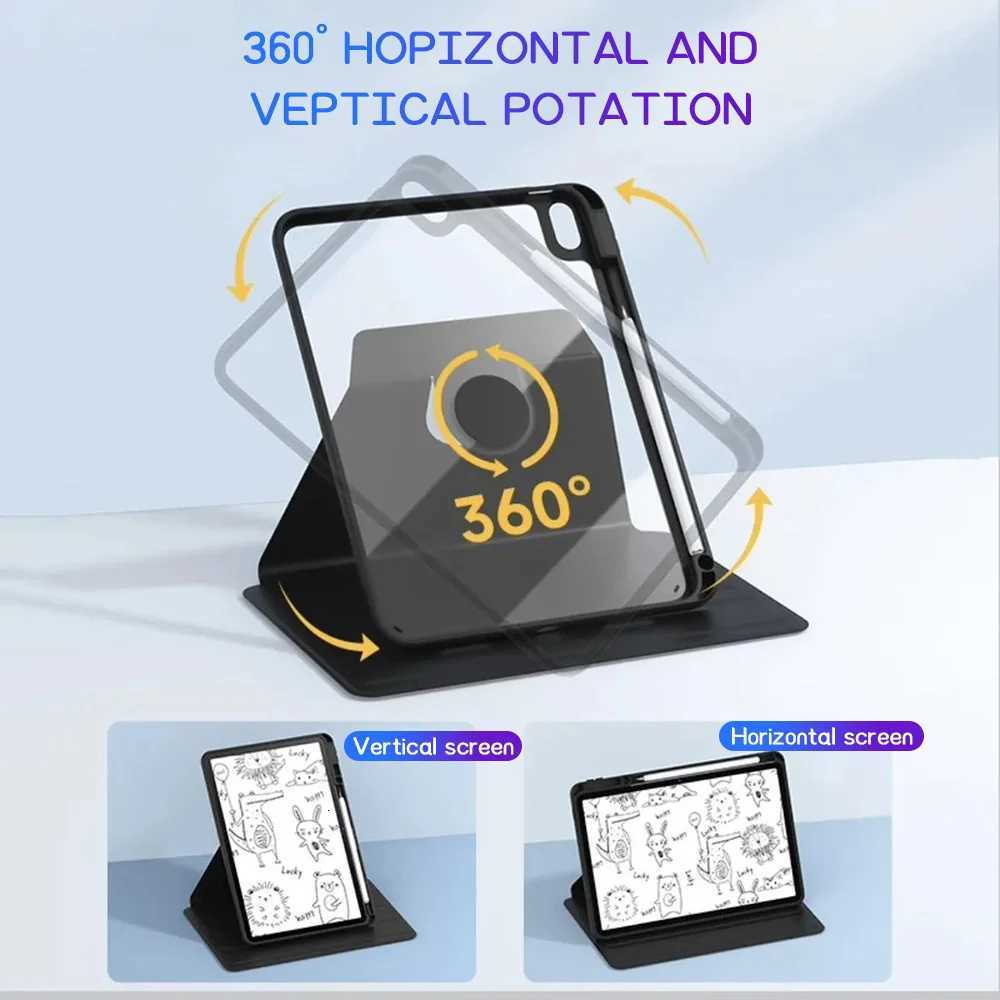 Case For iPad Pro 13 11 2024 129 2021 2020 2018 iPad 2019 2018 Air 13 4 5 10th 11th Gen 360 Rotation Acrylic protective Case H251210