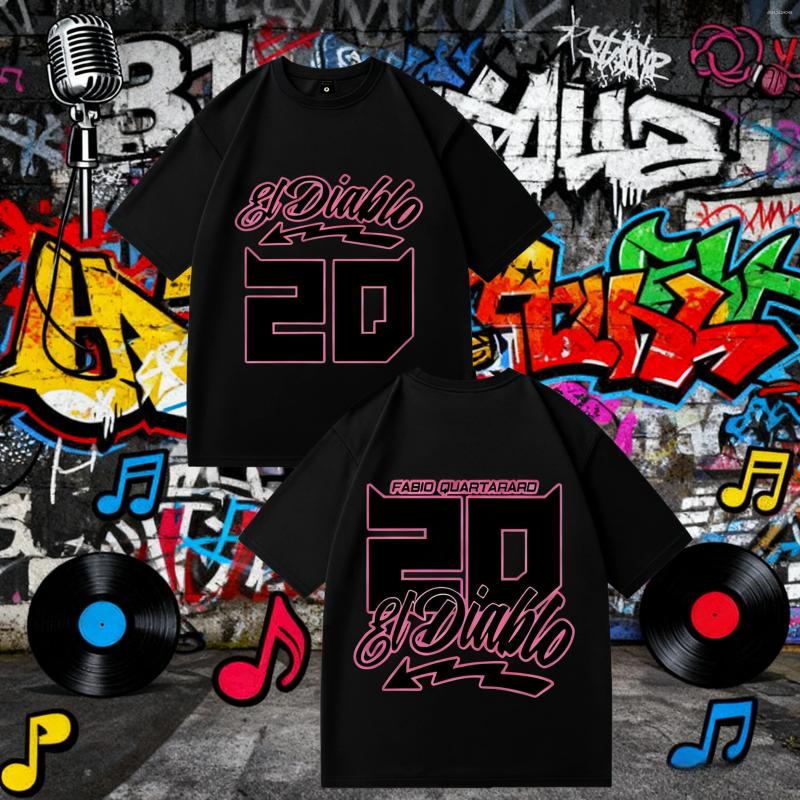 Men's T Shirts 2025 Summer Fabio Quartararo's Graphic Cotton Printed T-shirt Hip-hop Street Short-sleeved Oversized Shirt