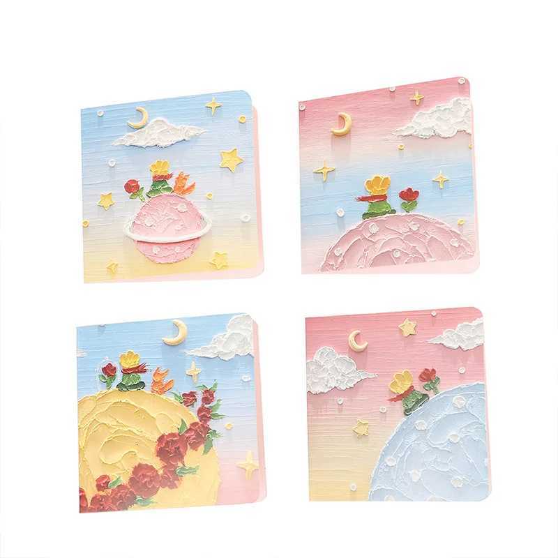 Hand drawn oil painting style Little Prince Rose Folding Blessing Card Thank You Card Student Envelope DIY Gift H251210
