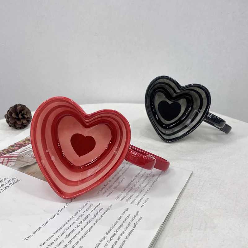 300ml 10oz Heart Shape Coffee Mug Creative Personty Unique Design Ceramic Cup with Heart Shape Handle Lovely Gift for Besties C251210