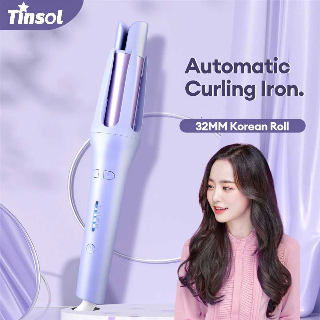 Tinsol 2 in 1 Automatic Hair Curler 32MM Auto Rotating Ceramic Hair Roller Professional Curling Iron Curling Wand Hair WaverT251210