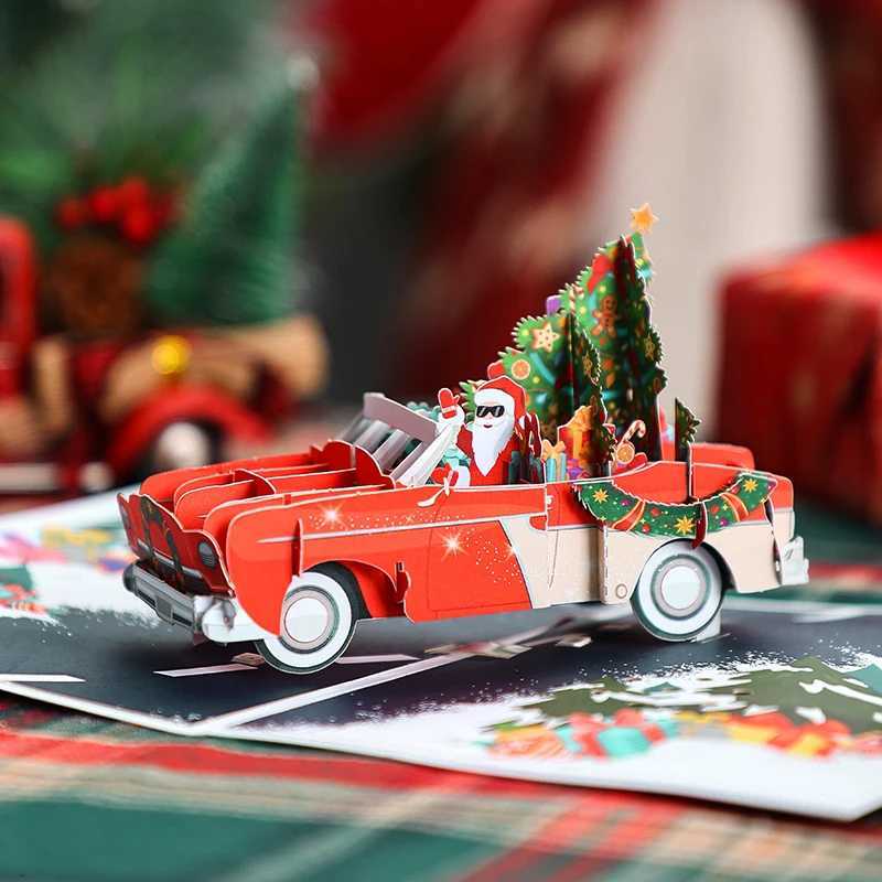 Christmas 3D Up Card Santa Snowman Festive Greeting Card Perfect for Christmas Party Favors He Decoration Holiday Gifts H251210