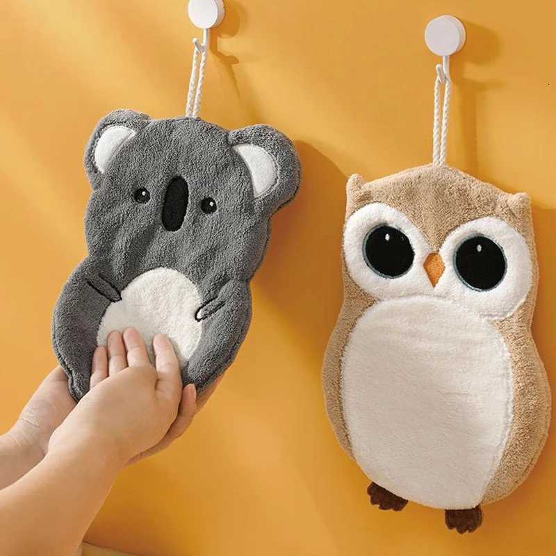 Cute Animal Cartoon Hanging Hand Towels Fluffy Towels Quick Drying Cloth Ultra Absorbent Hand Towels Cartoon Owl Koala Shape C251210