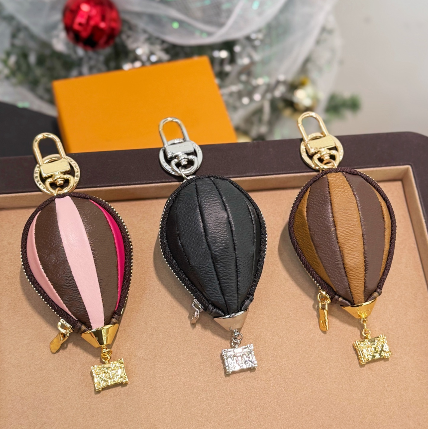 Keychains Lanyards Luxury Hot Air Balloon Designer Leather Fire balloon Bag Charm for Women Fashion Bag Pendant Monogram Leather Coin Purse Accessories Chain gift