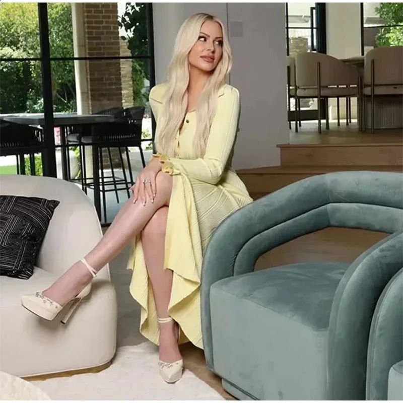 Elegant Knit Ribbed Single Breasted Long Dress Women Slim Lapel Flare Sleeve Pockets Female Dresses Autumn Lady Solid Robes 251210 C260312