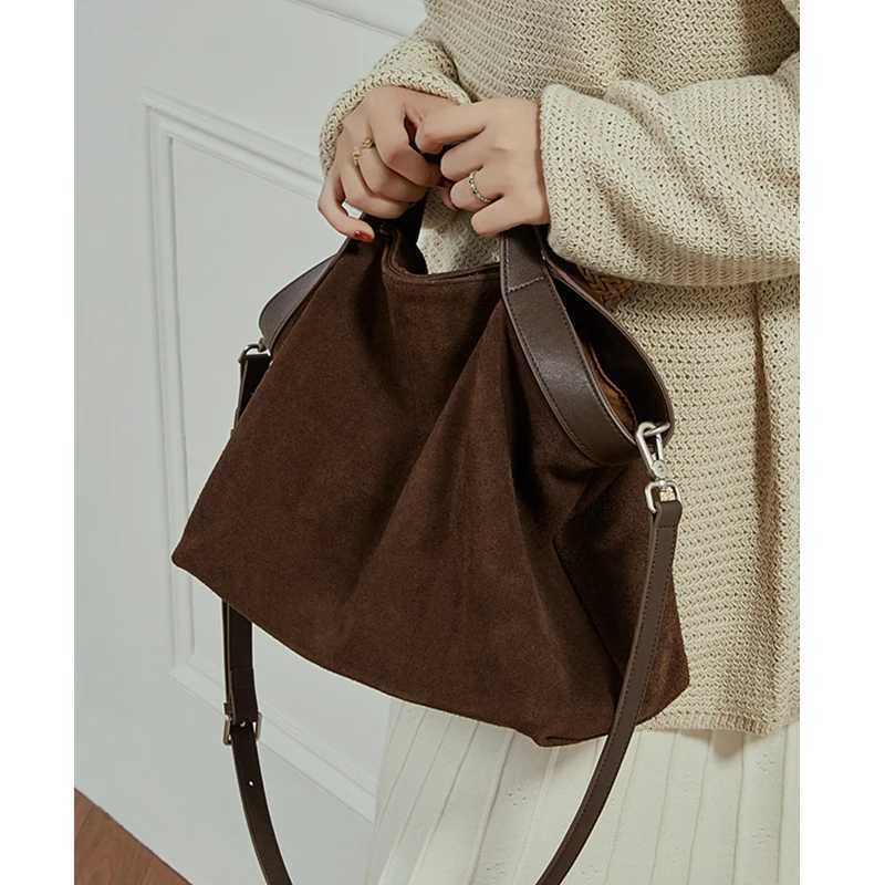 Toptrends Suede Genuine Leather Tote Handbags For Wen 2025 Luxury Designer Matte Hobo Shopper Ladies Shoder Crossbody Bags Y251209