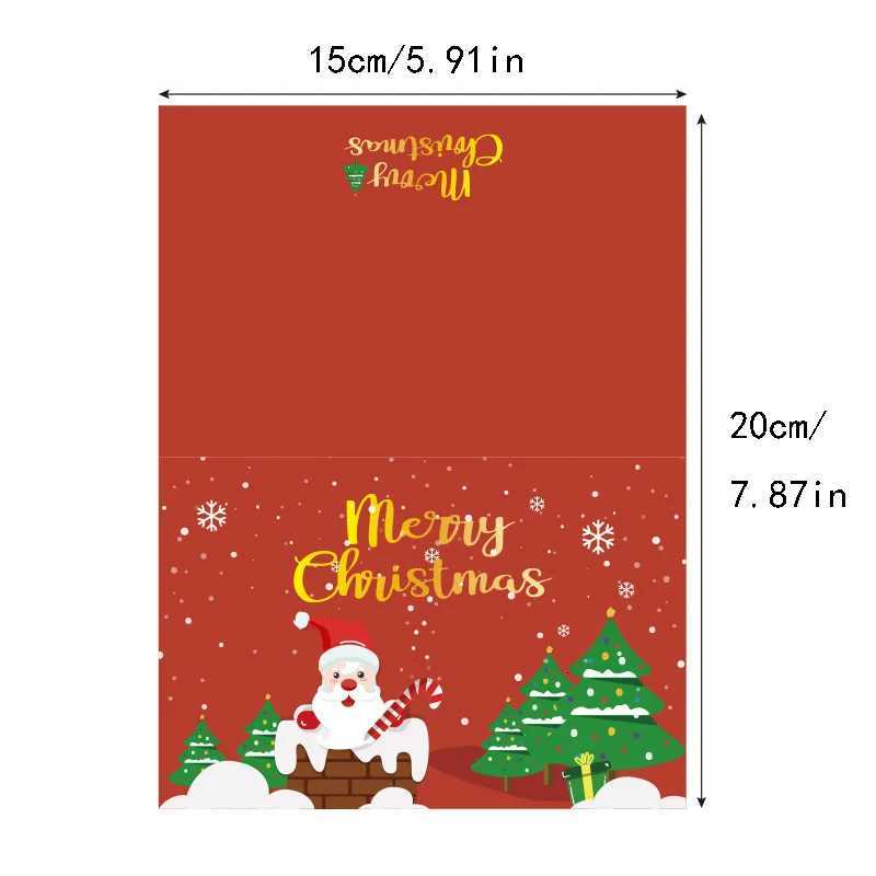 8pcs/set Merry Christmas Fold Greeting Cards Party DIY Gift Card New Year Postcard Print Gift Card Christmas Decoration Supplies H251210