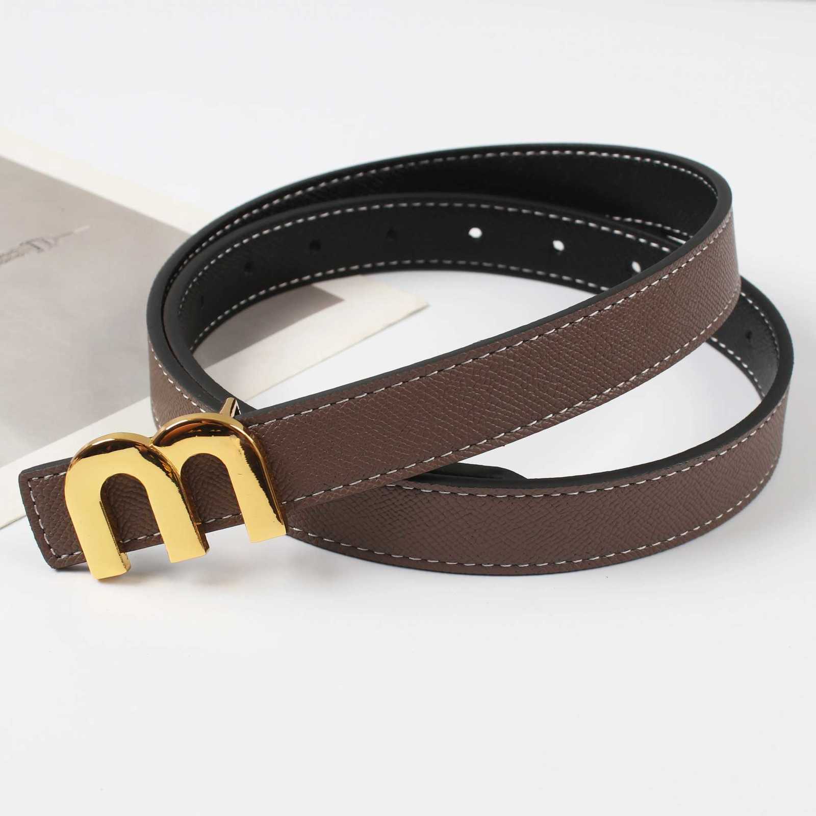 Luxury The new double-sided use of smooth buckle high-quality 23cm leather belt fashion trend versatile decorative cowhide thin trouse Y251210