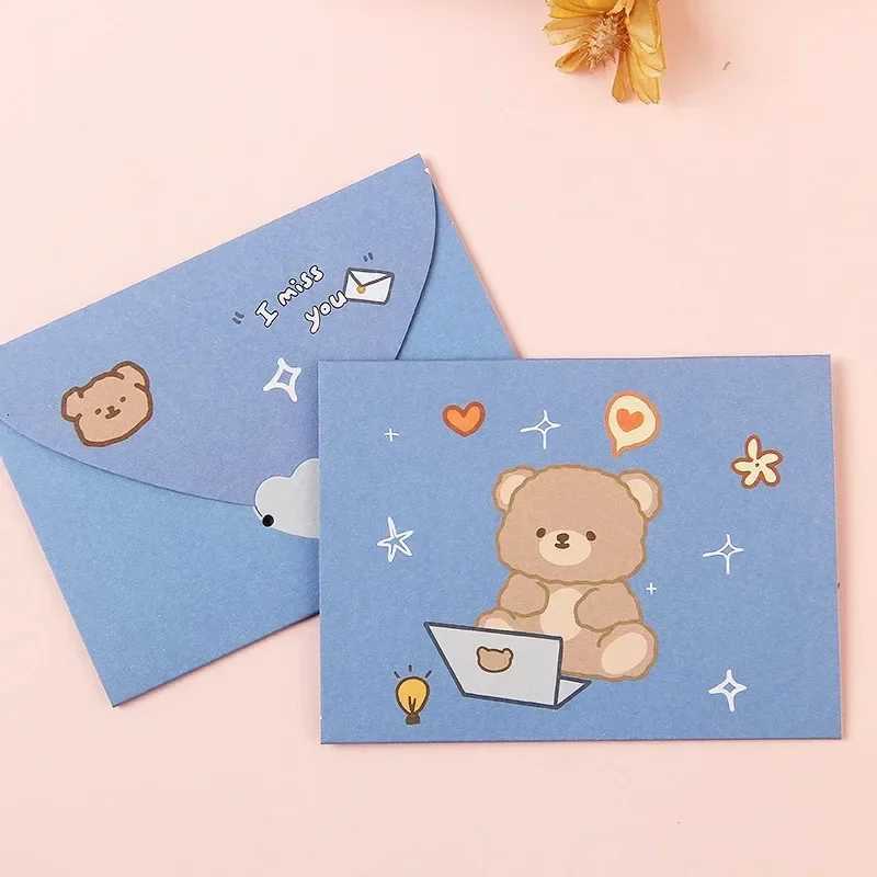 10pcs Japanese Cute Style Paper Envelopes Bear Rabbit Blessing Thank Envelope Cartoon Decoration Letter Paper Greeting Gift Card H251210