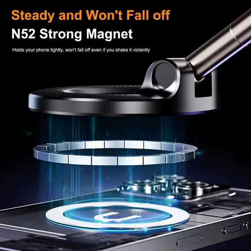 K007 Strong Magnetic Car Phone Holder Foldable Design 360 Adjustable Vacuum Mount for Car/Desk/Bathro/Universal Use C251210