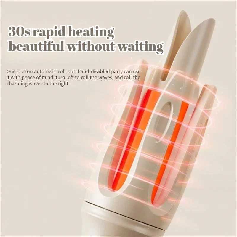 32mm Automatic Rotating Curling Iron with 3 Temperature Settings - Fast Heating Anti-Scald Hair Styler for Perfect Curls WavesT251210