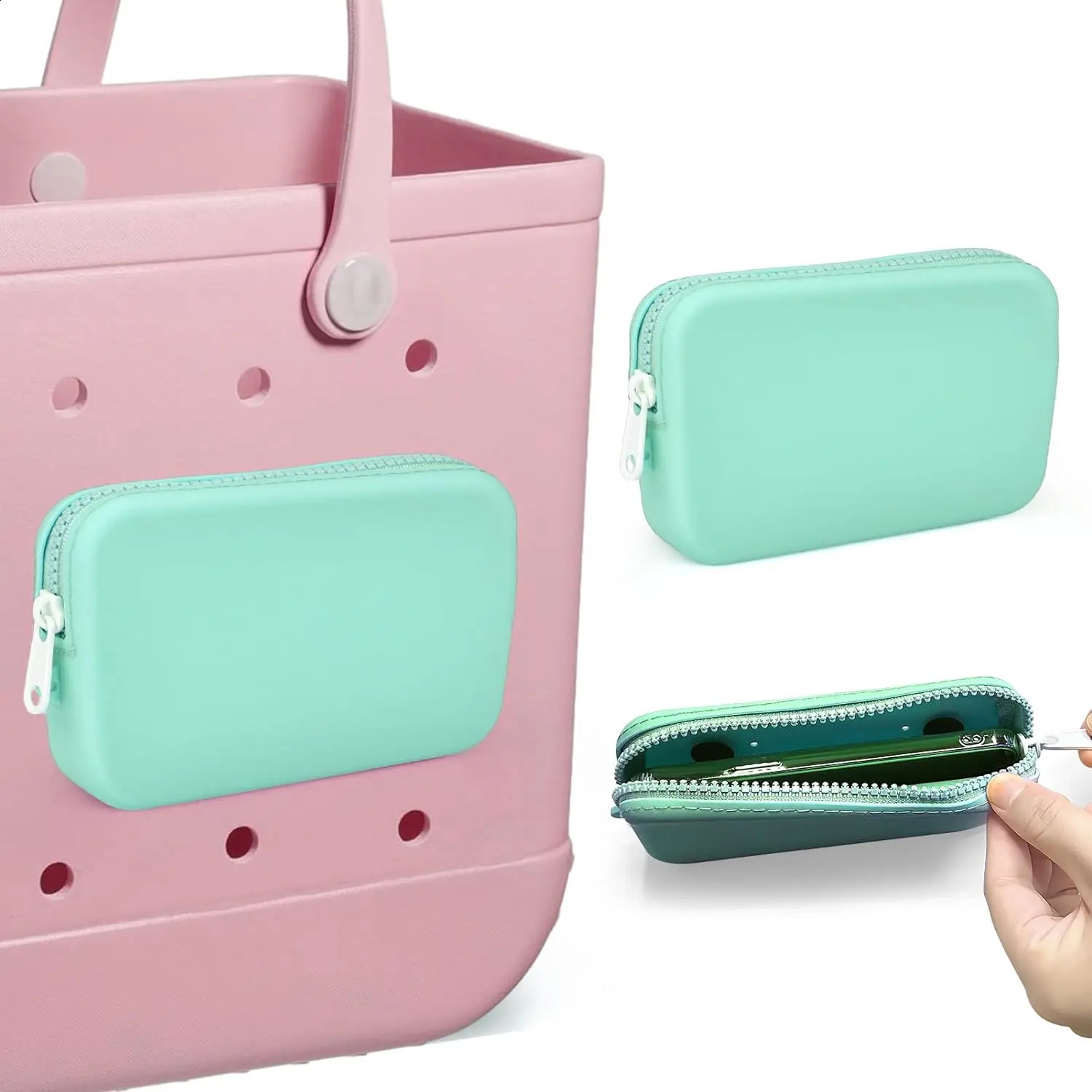 1 Pcs Silicone Phone Holder for Bogg Bag Soft Silicone Insert Wallet Charm for Bogg Bags Accessories Attachment for Bogg Beach 251209