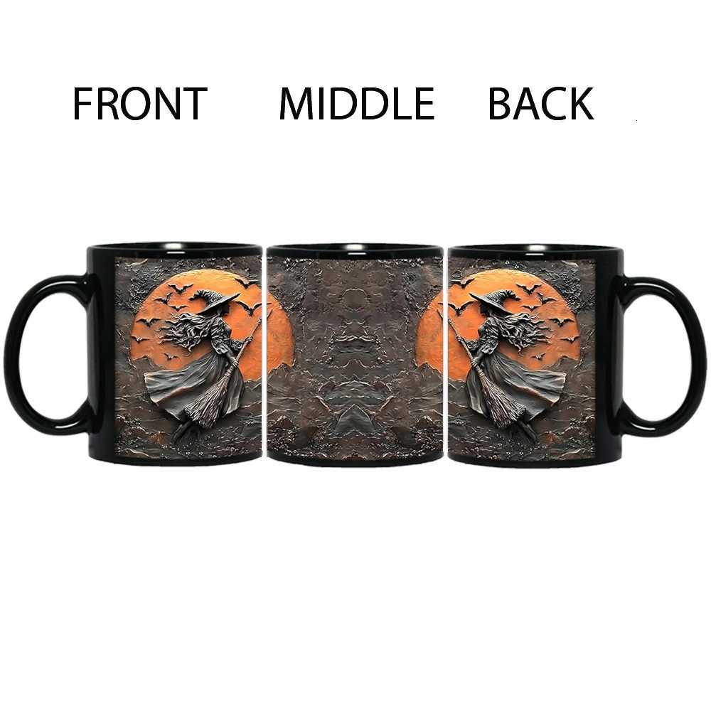 Beautiful Witch Coffee Mug Ceramic Tea Cup Mugs Halloween Witch Full Black Cups Surprised Gifts for Witch Lovers 330ml C251210