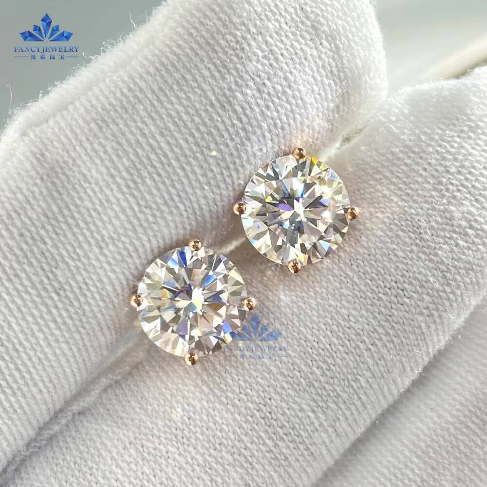 Real HPHT Lab Grown Diamond Earrings 10K 14K 18K Solid Gold Round Cut Studs for Women 1ct Lab Created Diamond Jewelry