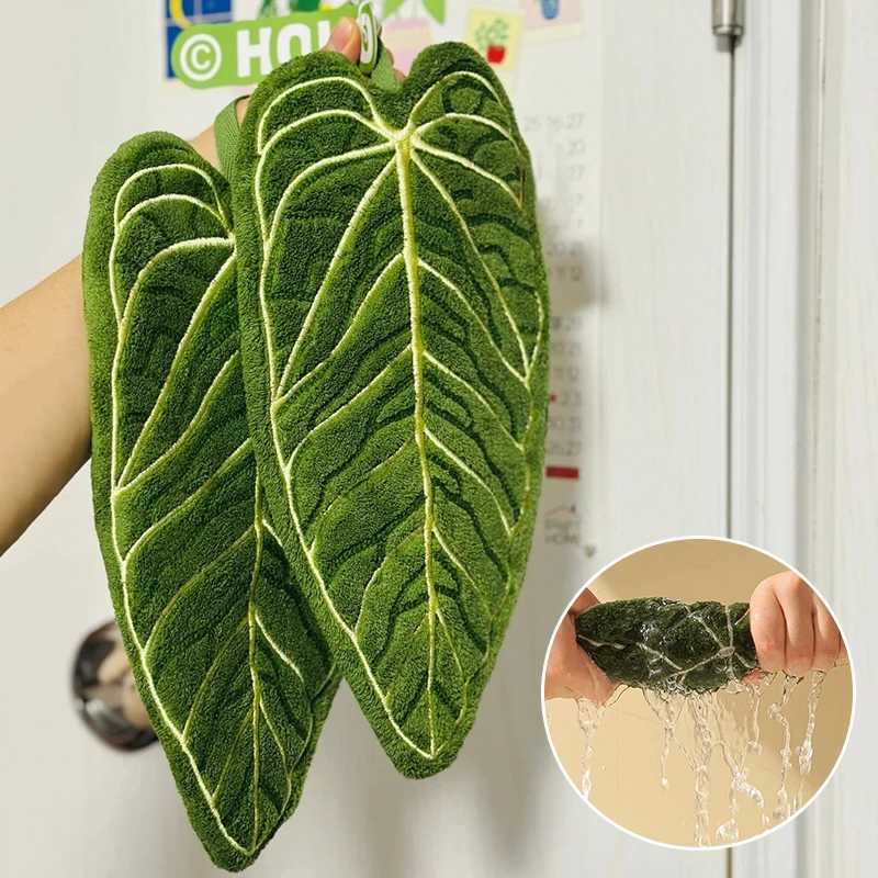 Absorbent Hand Towel Hot Plant Leaf Handkerchief Towels for Kitchen Bathroom Portable Cleaning Wipe Towels Home Accessories C251210