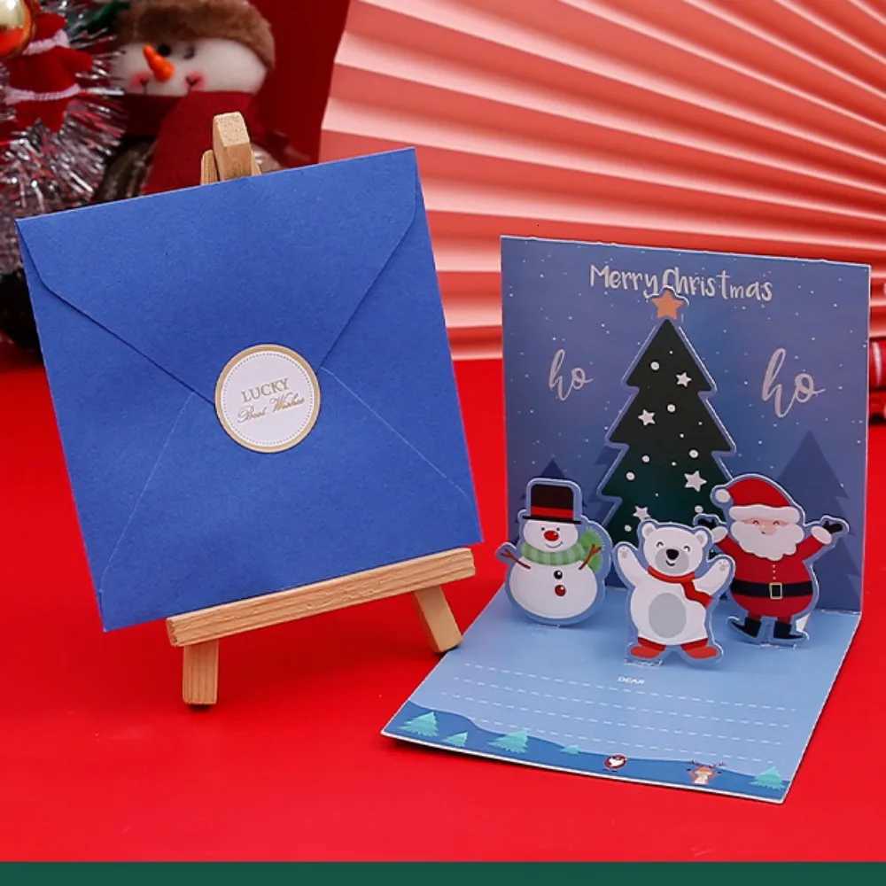 6Pcs/lot 3D Carton Christmas Greeting Card Kids Christmas Blessing Cards Envelope New Year Postcard Gift Card Xmas Party H251210
