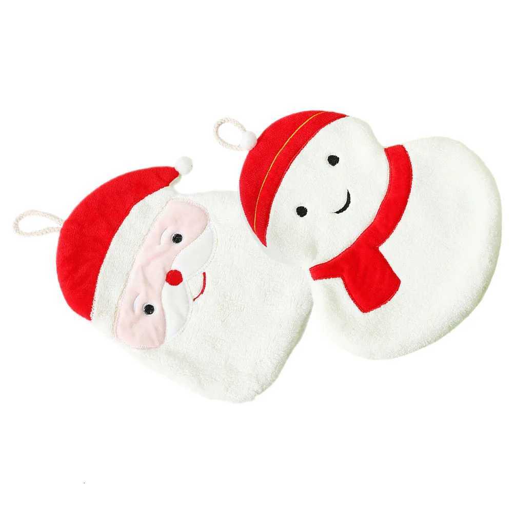 2Pcs Christmas Hand Towels Coral Fleece Absorbent Soft Decorative Hand Towels for Kitchen Bathroom Xmas Santa Snowman Pattern C251210