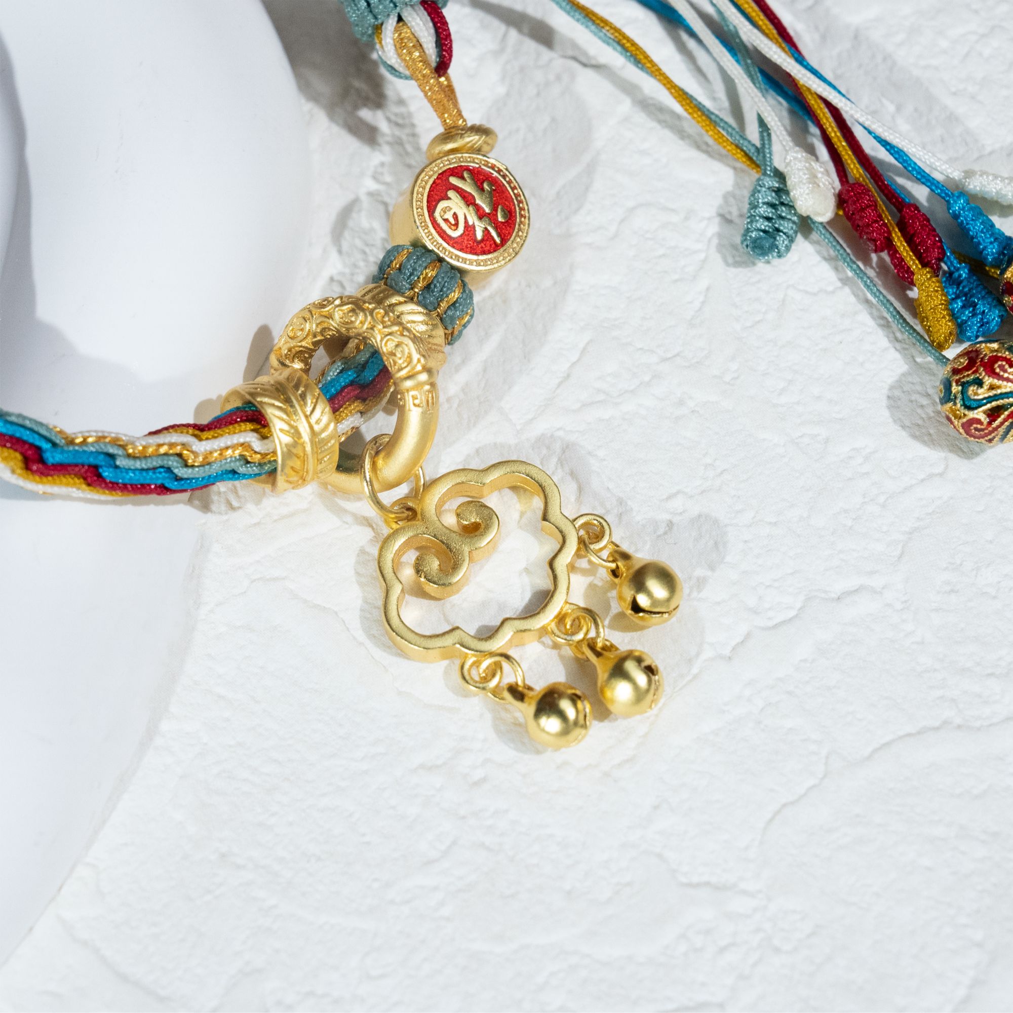 Dunhuang Blessing Lock Bracelet Dragon Knot & Cloud Charm Hand Braided Ethnic Style Gift for Girl Valentines Day Birthday