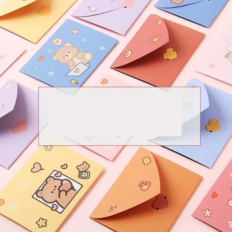 10pcs Japanese Cute Style Paper Envelopes Bear Rabbit Blessing Thank Envelope Cartoon Decoration Letter Paper Greeting Gift Card H251210