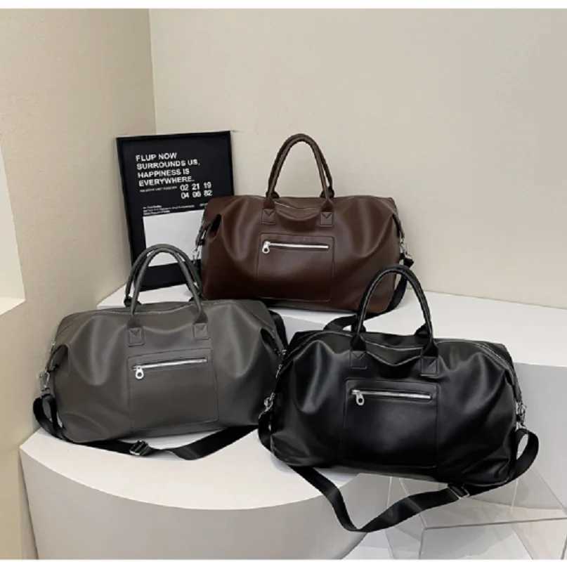 New Korean Fi High Quality Leather Travel Handbag Men Wens Large Capacity Business Totes Shoder Bags Shopping Bag Y251209