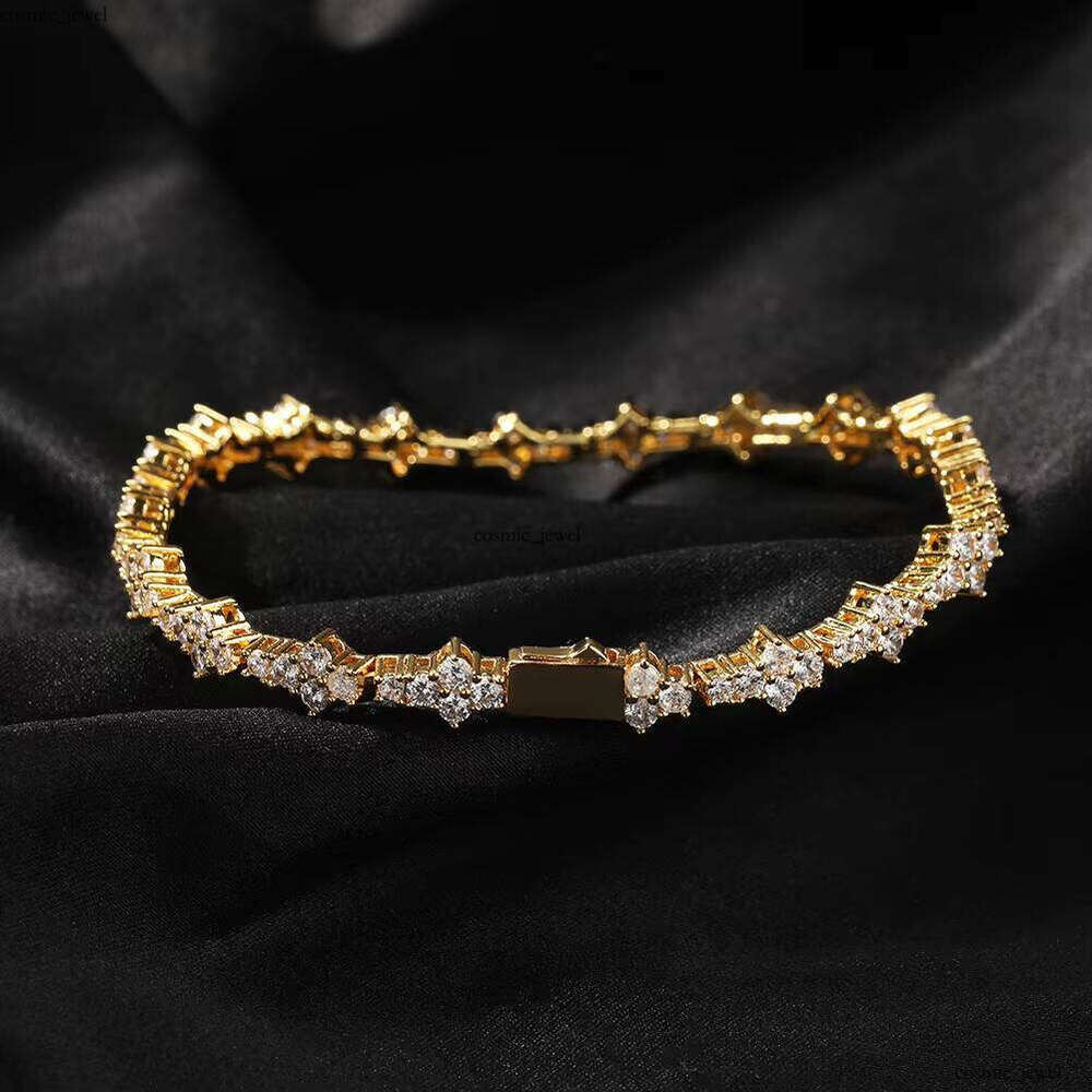 VVS Moissanite High-Quality Hip-Hop Women's Cross Straight Pull Tennis Fashion Brand Personality Single Row Bracelet Chain Couple Jewelry