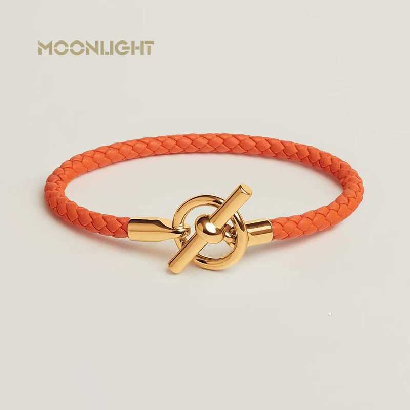 Luxury MOONLIGHT Womens Trendy Gold Color OT Lock Braided Leather Bracelet Classic Designer Men Women Bracelet Fashion Accessories Y251210