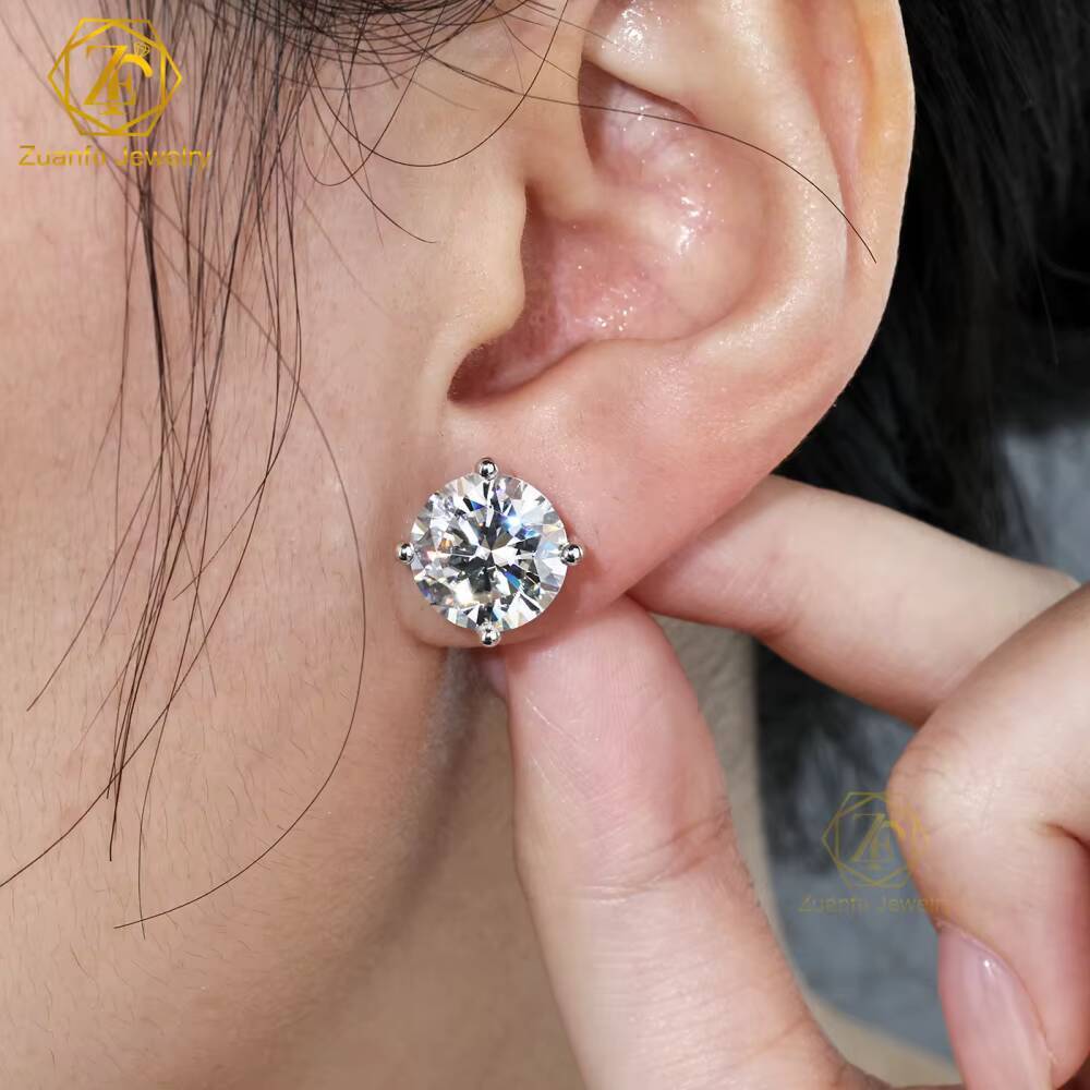 Wholesale Luxury Unisex 4-Prong 10K 14K 18K Solid Gold Brilliant Cut 5mm 65mm 8mm Moissanite Stud Earrings GRA Certified