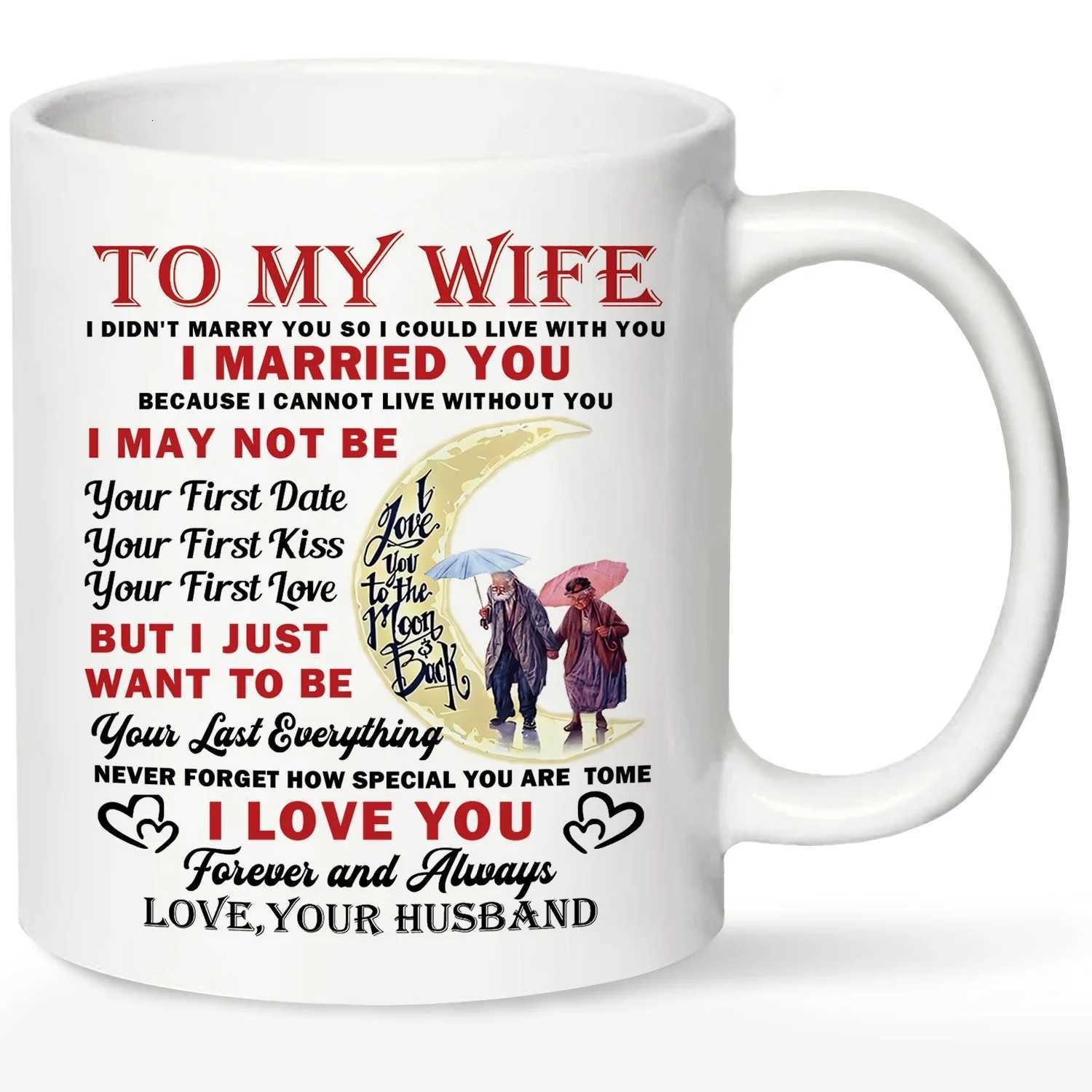 1pcTo My Wife Coffee MugCeramic Cup Romantic Anniversary Birthday Gifts for Wife From Husband 320ML C251210