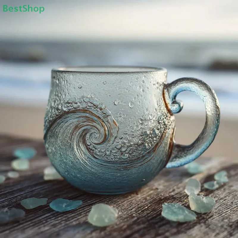 Glass Wave Cup Unique Textured Beach Lovers Themed Mug 12OZ C251210