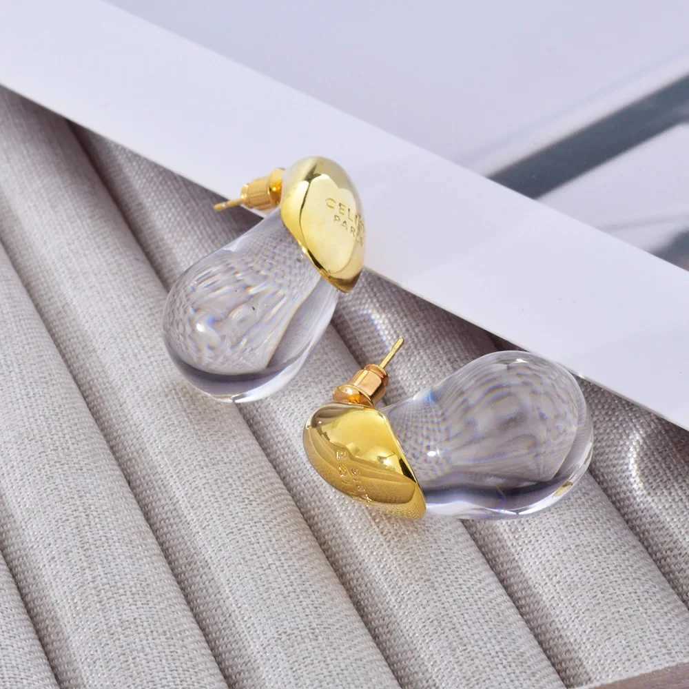 Transparent Water Drop Earrings for Wen Gold Plated Elegant Modern Fashion Design Chunky Earrings Party Wedding Jewelry Gifts Y251210