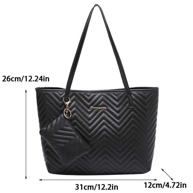 Wens Bag Fi Large Capacity Tote Bag Wavy Grain Daily Cmute Handbag two-piece Y251209
