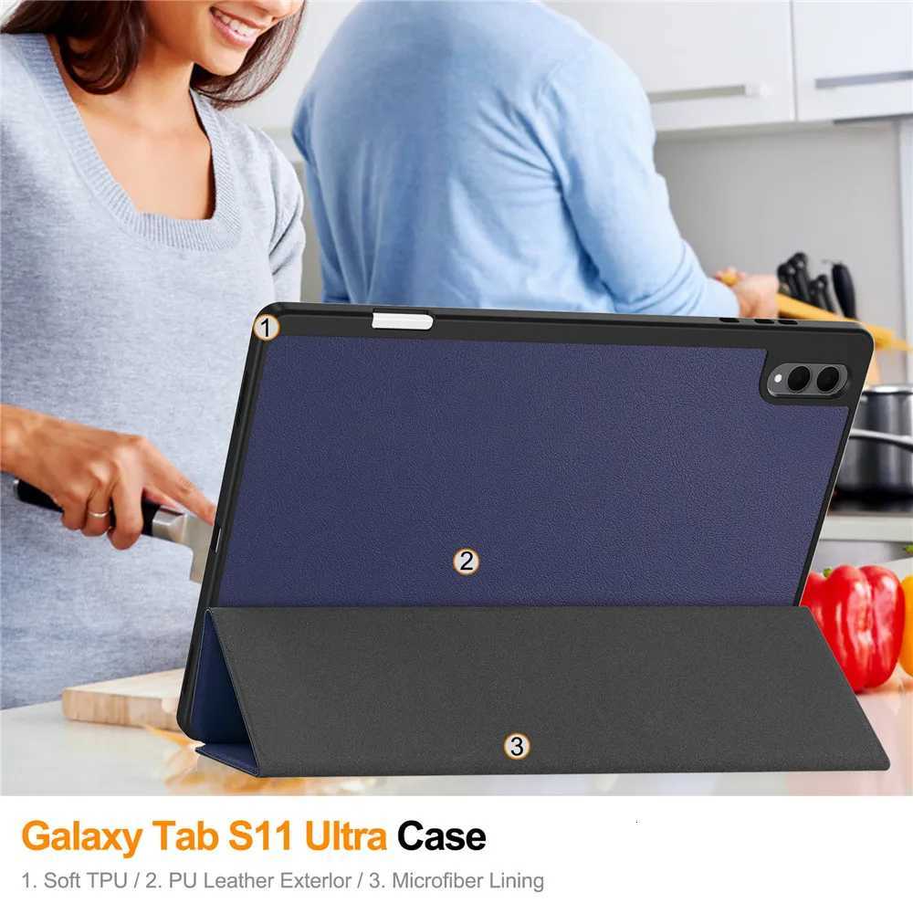 For Galaxy Tab S11 tra 146 inch 2025 Case Magnetic Trifold Stand Funda With Pencil Holder SM-X930/SM-X936 146 Cover H251210