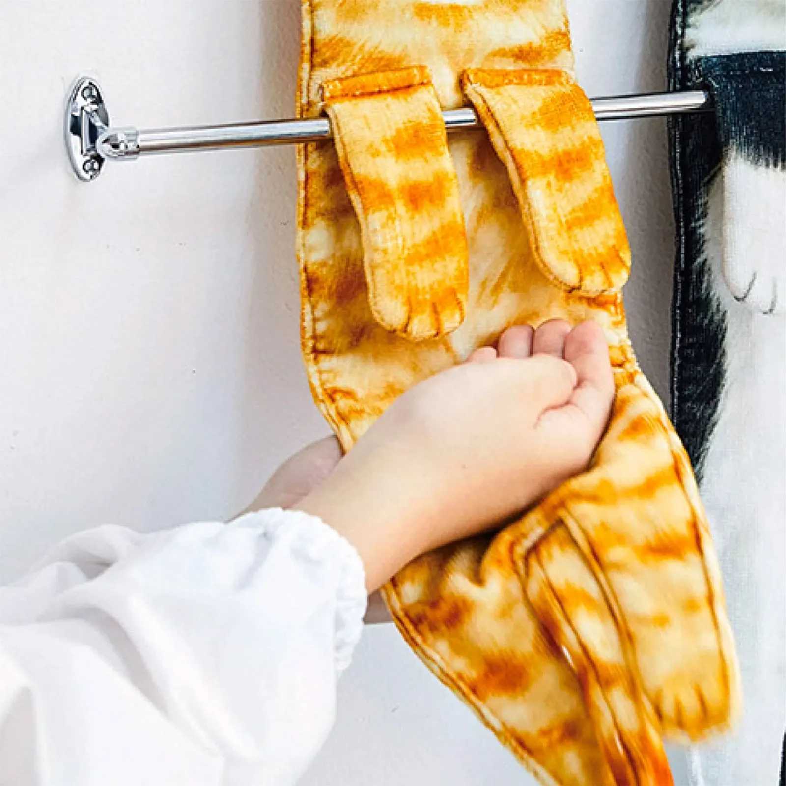 funny Cat Hand Towels Kitchen Bathroom Hand Towel Ball with Hanging Loops Quick Dry Soft Absorbent Microfiber creative Towels C251210