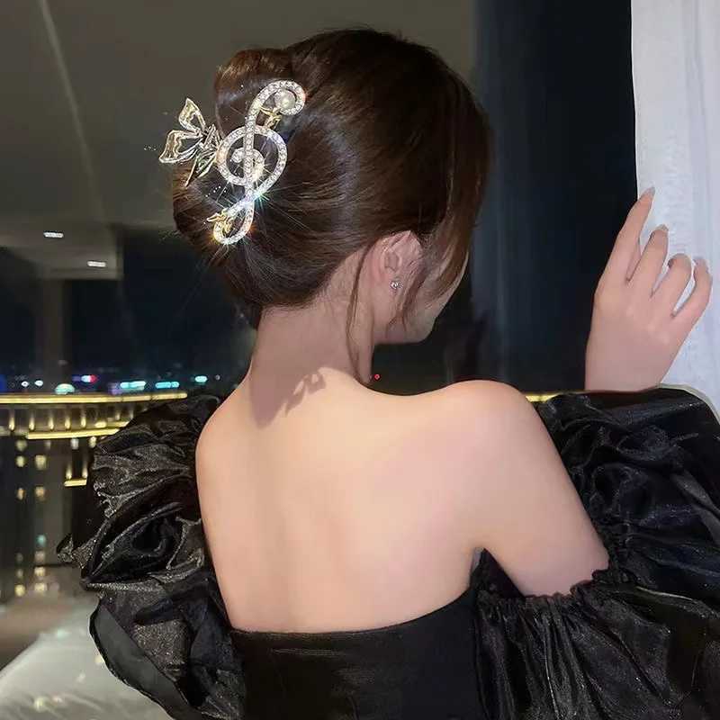 New Wen Elegant Music Note She Hair Cl Luxury Rhinestone Decor Ponytail Hair Cl Clips Girls Heaear Fashion Accories Y251210