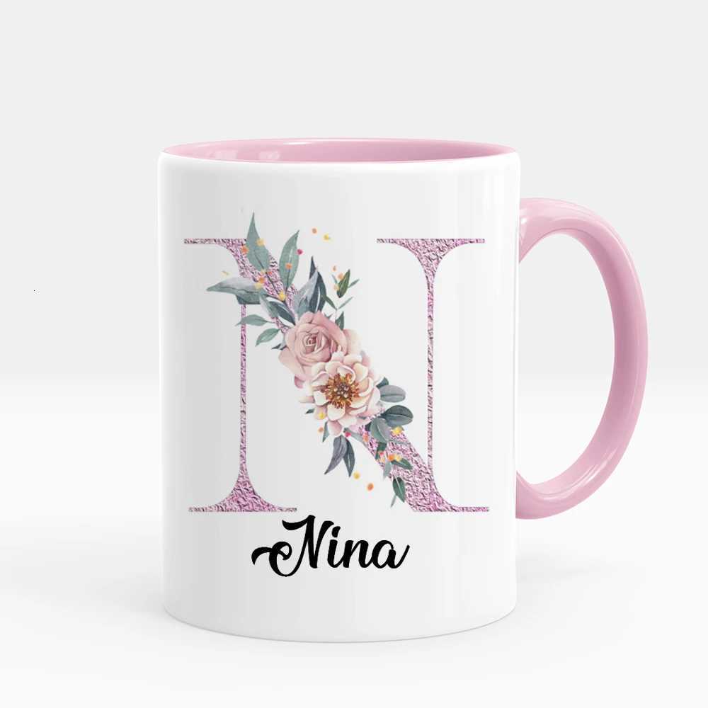 Personzed Floral Coffee Mug with Name Creative Tea Milk Cup Mugs for Water Tea Milk Birthday Mothers Day Gift C251210