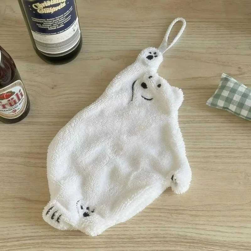 Polar Bear Hand Wiping Towel Super Absorbent Hanging Kitchen Towel Coral Design Thick Cartoon Hand Towel C251210
