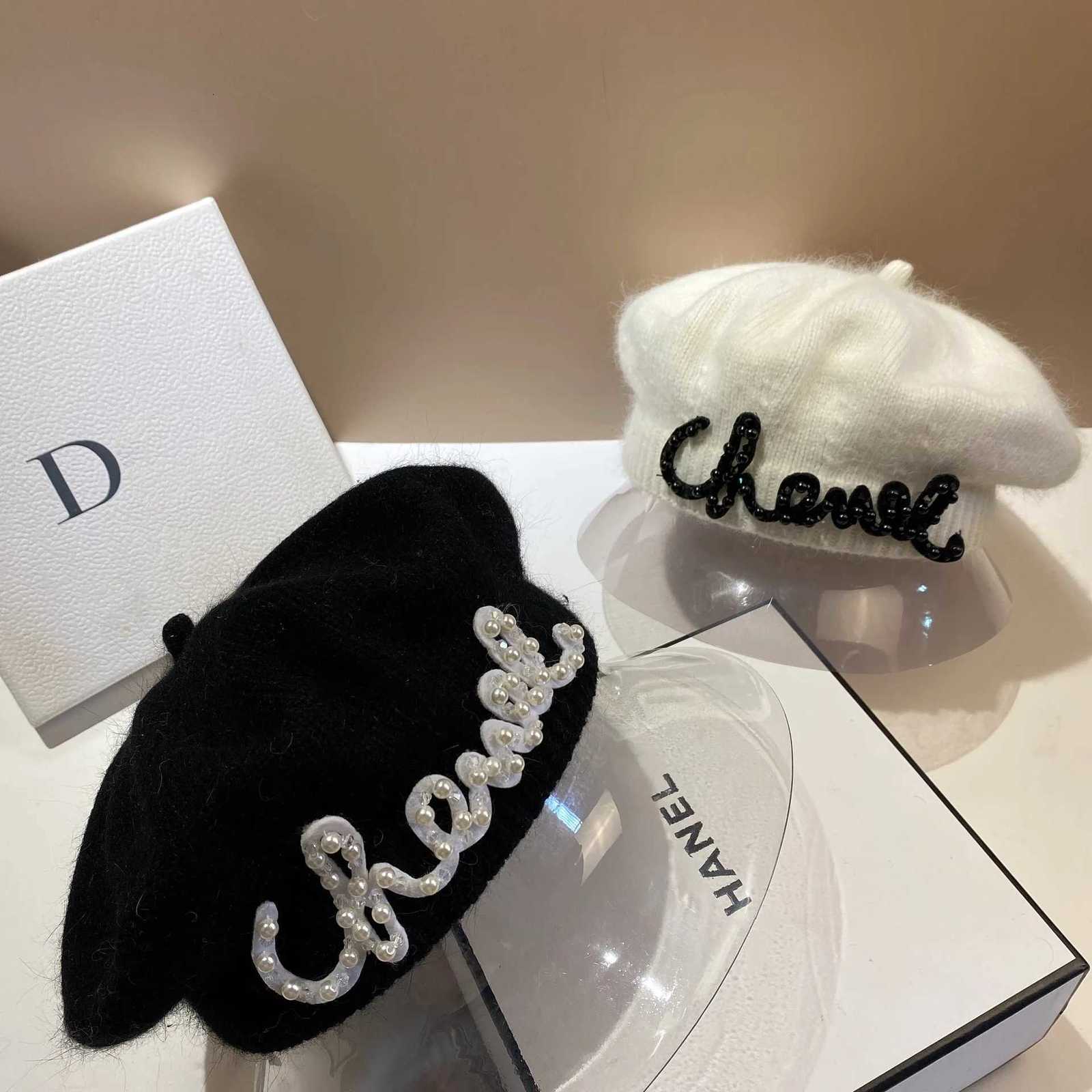 New Pearl-Lette Rabbit Fur Beanie Fall/Winter New Style Warm Fuzzy Knit Painters Beret With Tren Octagonal Design Y251210