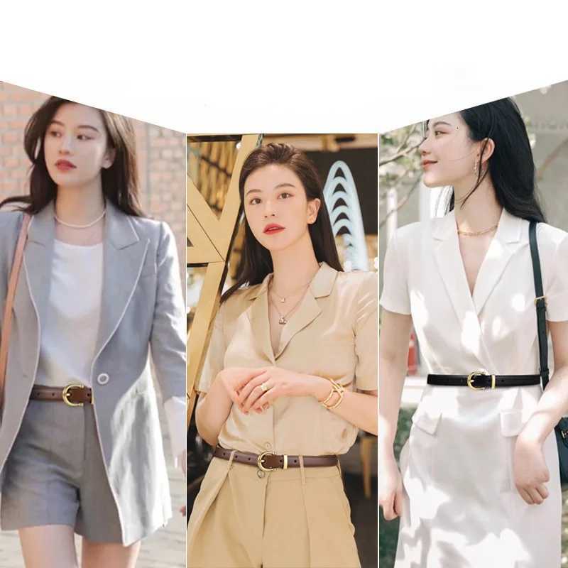 Luxury Jeans Fashion Professional 100 Genuine Leather Belt for Women Fine Decorative Cowhide Ins Wind Simple Korean Black Belt Y251210