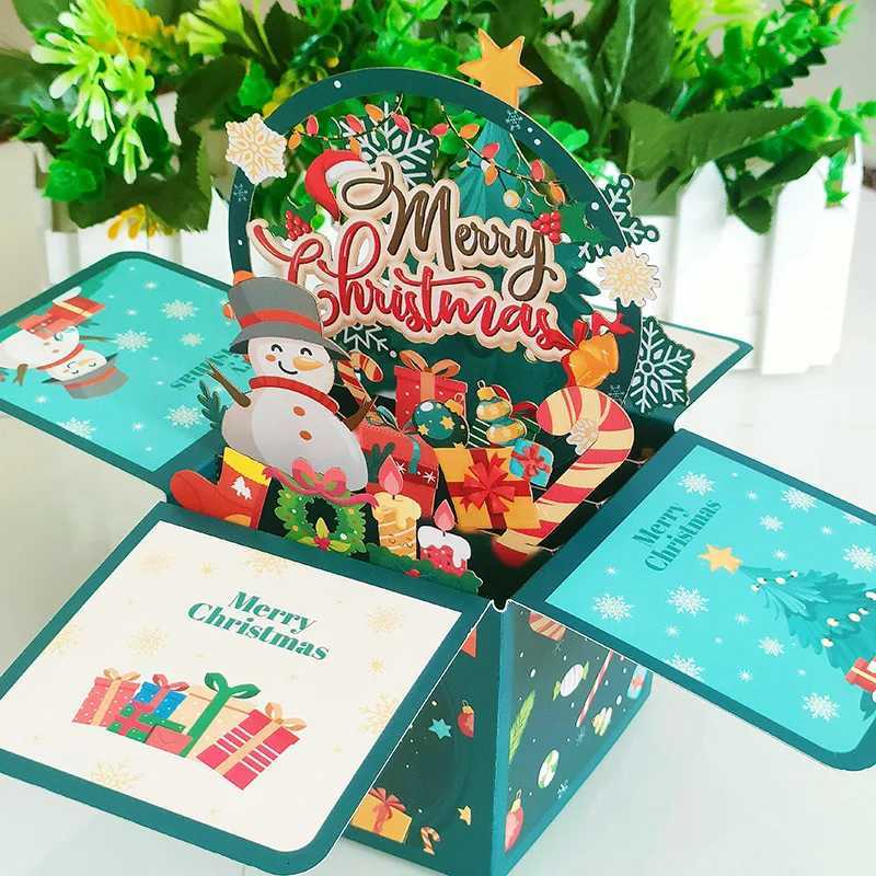 New Christmas es 3D Up Card With sic Lights Merry Christmas Creative Stereoscopic Box Gift For Kid Family Decor H251210