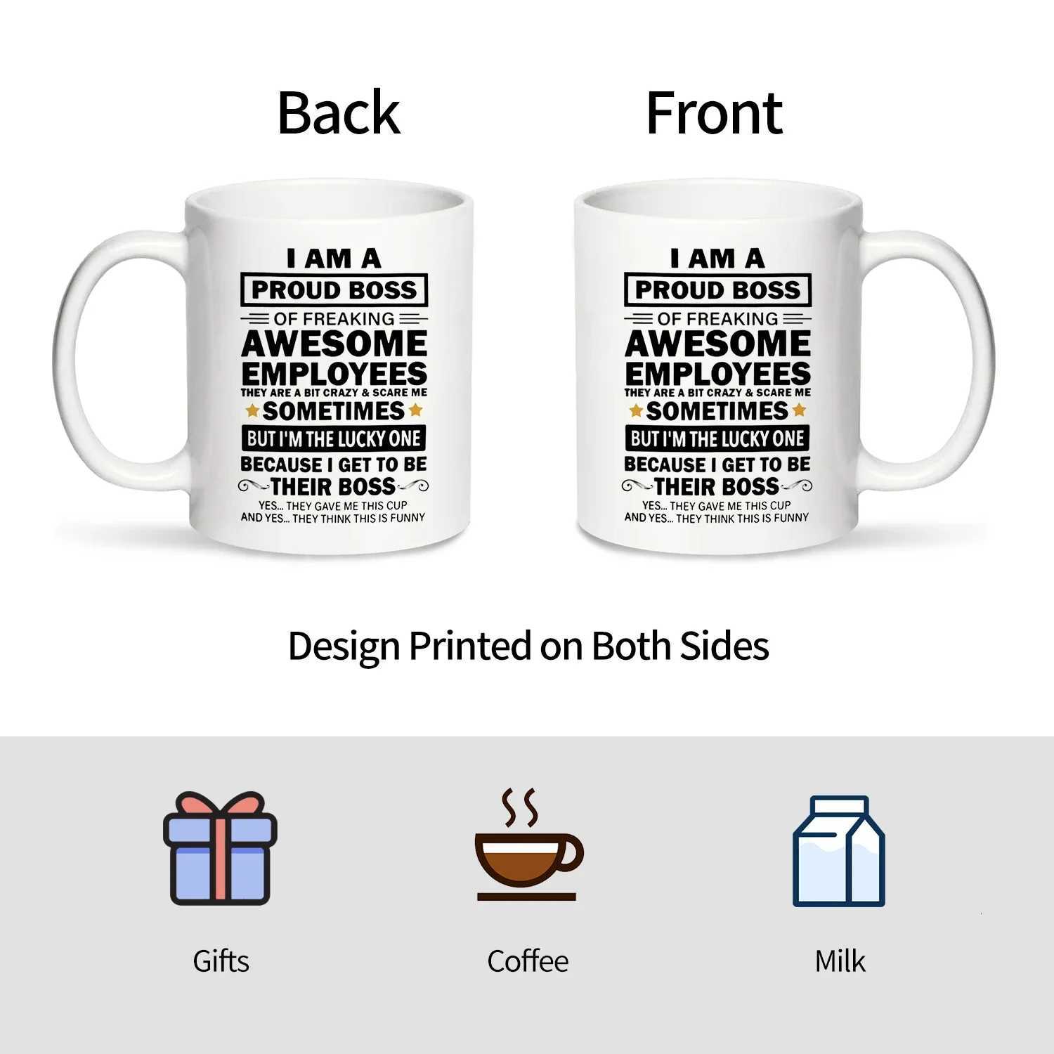 1pc Im A Proud Boss Of Awesome Employees Boss Gift From Employee Work Team Coworker Coffee MugPerfect Gift for Bosses320ML C251210