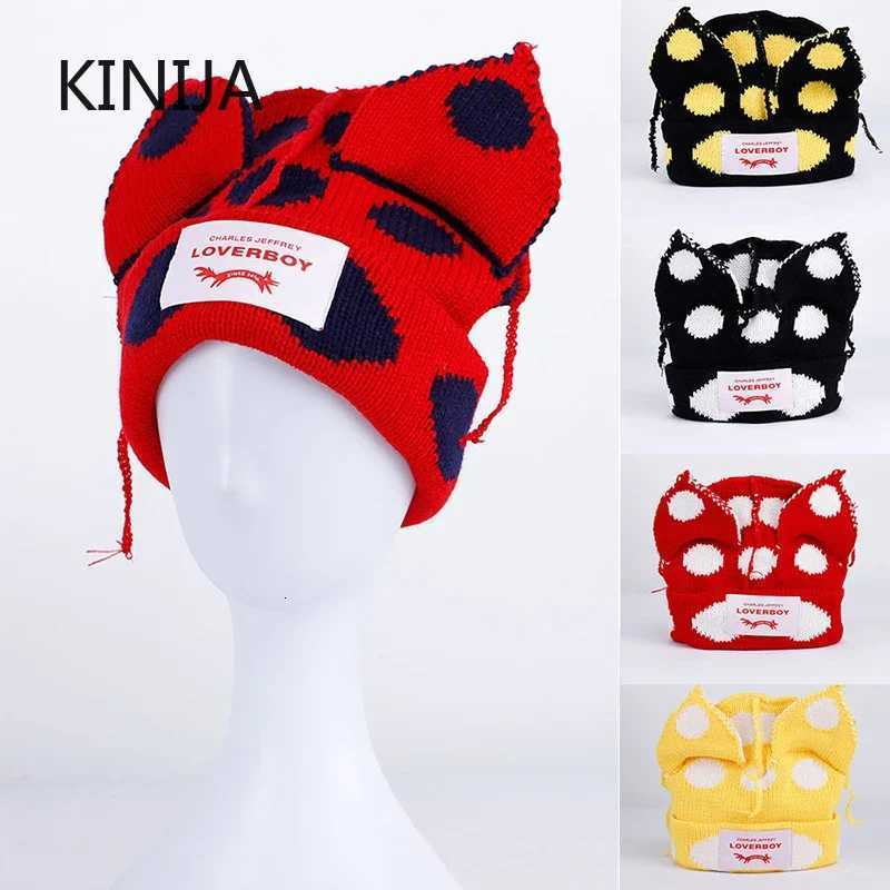 Luxury Winter Cat Ear Skullies Cute Women Fox Hat Crochet Knitted Hat Costume Beanie Hats Women Christmas Gift Hip-hop Cap Cold Hat Y251209
