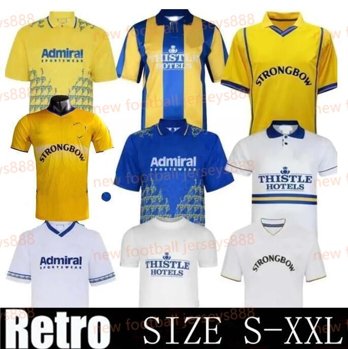 Retro Leeds Unitedd Short sleeve Mens Soccer Jerseys HASSELBAINK McALLISTER Home Away Yellow Football Shirt Uniforms 00 02 92 93 94 95 96 97 98 99 1972