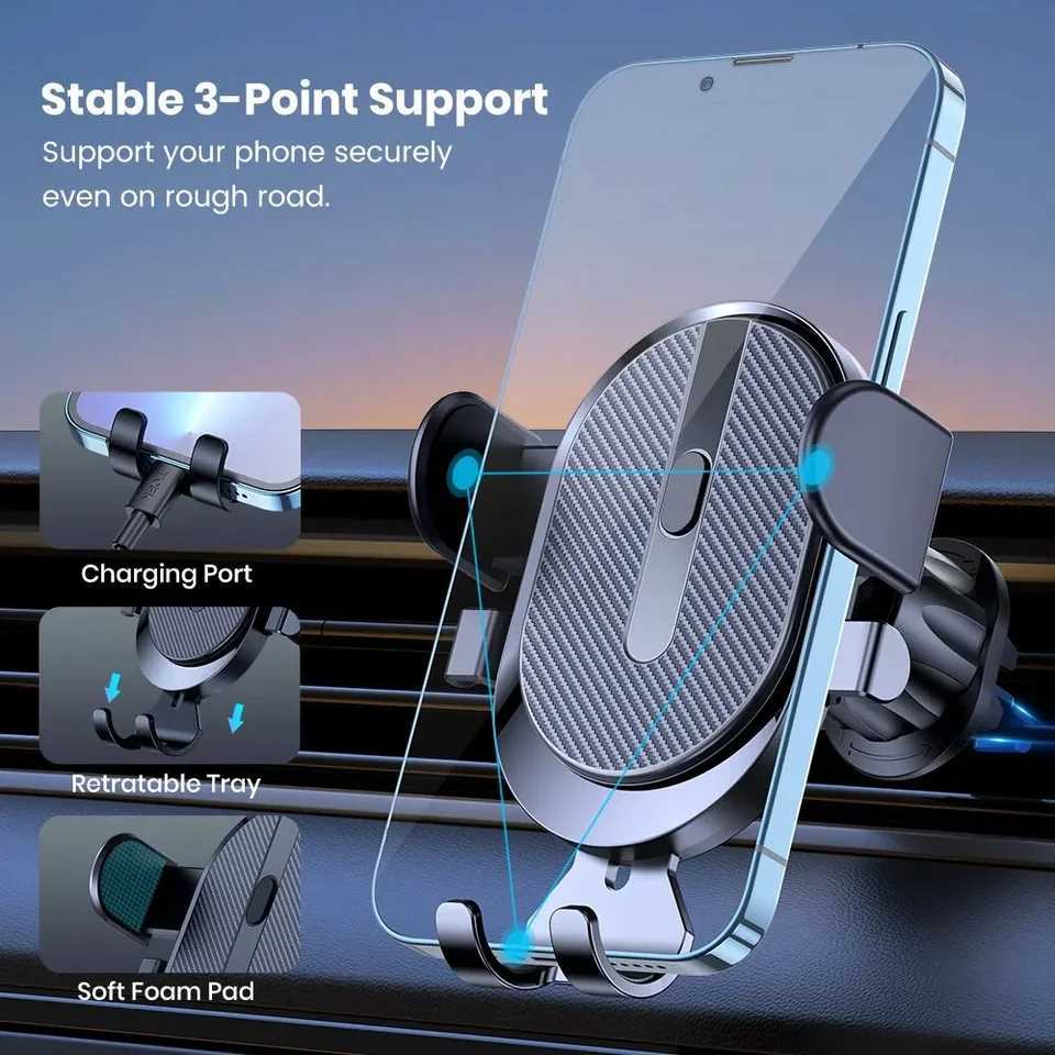 Mobile Phone Holder Air Outlet Gravity Sensor Car Holder Riangle Gravity Frosted Simplicity Solid Metallic Material C251210