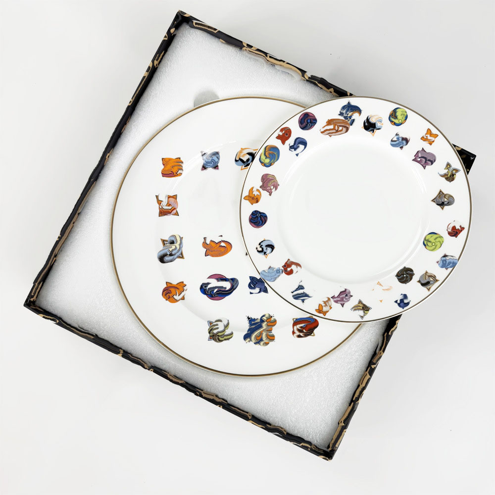 Porcelain tableware 10-piece set European style plate/cup/spoon combination tableware holiday gift bone China plate mug gift