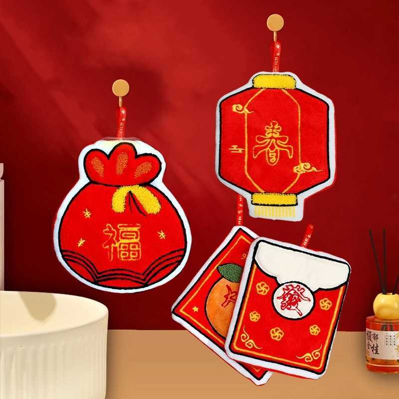 Creative Red Envelopes Hand Towels Kitchen Hanging Towels Dual-purpose Absorbent Handkerchief New Year Spring Festival Gifts C251210