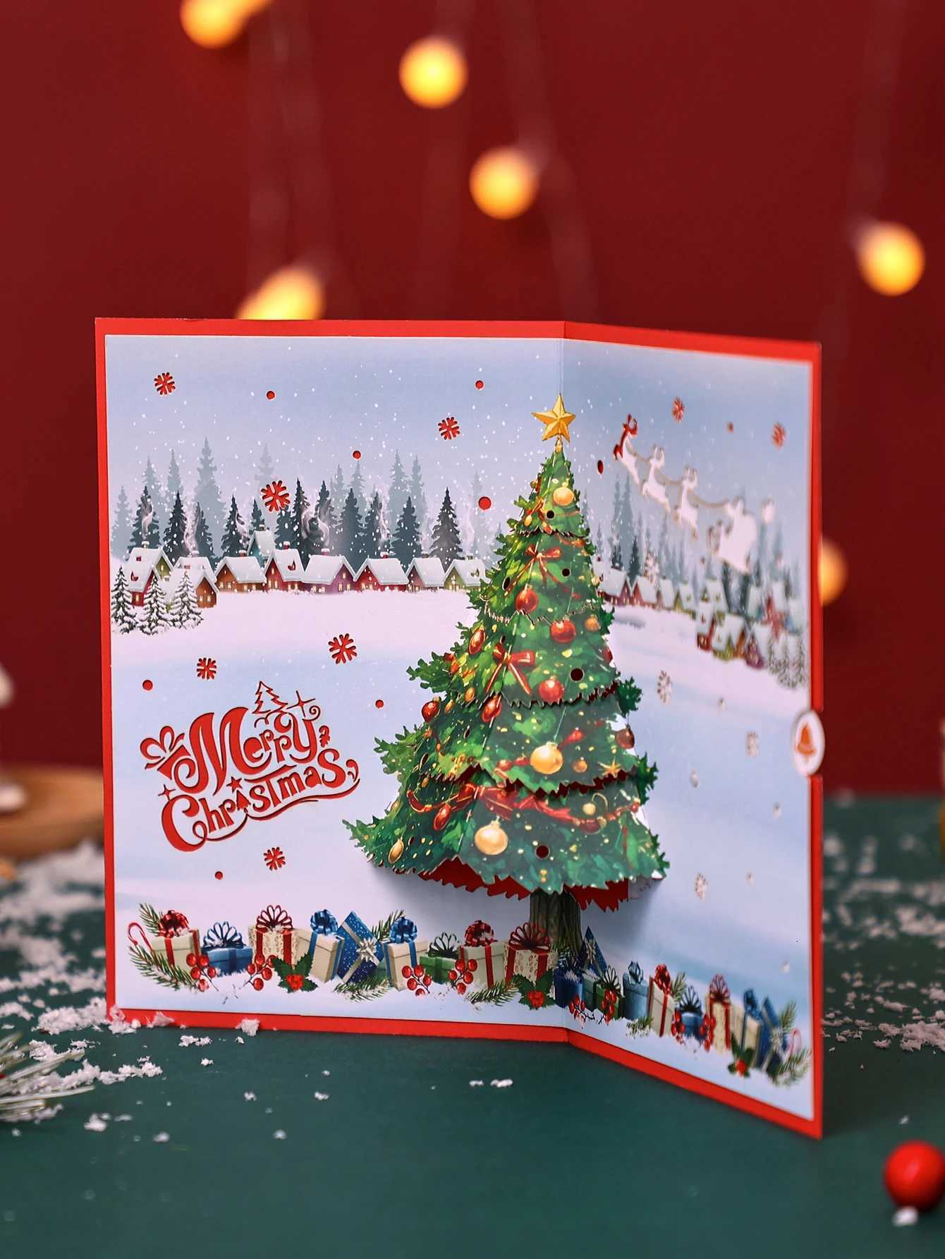 Christmas 3D Up Card Santa Snowman Festive Greeting Card Perfect for Christmas Party Favors He Decoration Holiday Gifts H251210