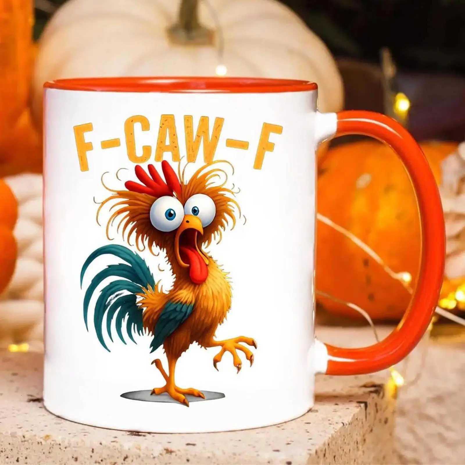 Coffee Mug Ceramic Funny F-Caw-F Chicken FCAWF Coffee Cup Mugs Farmhouse Themed Mug Animal Tea Cup Christmas Gift For Friends C251210
