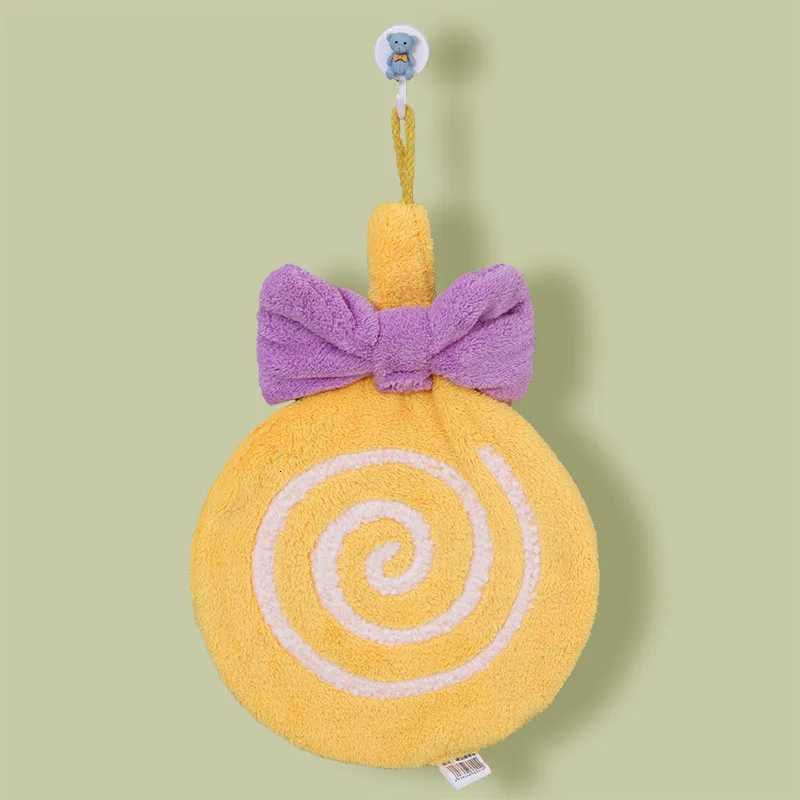 Lollipop-Shaped Hanging Hand Towel - Thickened Absorbent Kitchen Cloth for Hand Face Wiping C251210