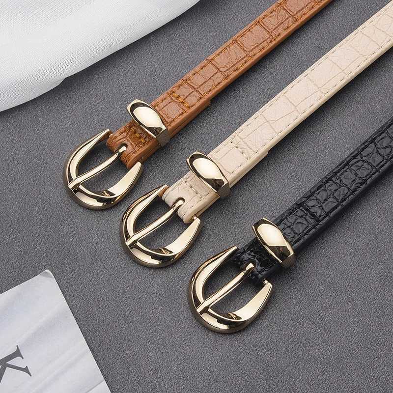 Luxury Blue Pu Leather Thin Belt Womens Fashionable Casual Jeans Dress Accessories Belt Simple Design Gold Pin Buckle Waistband Y251210