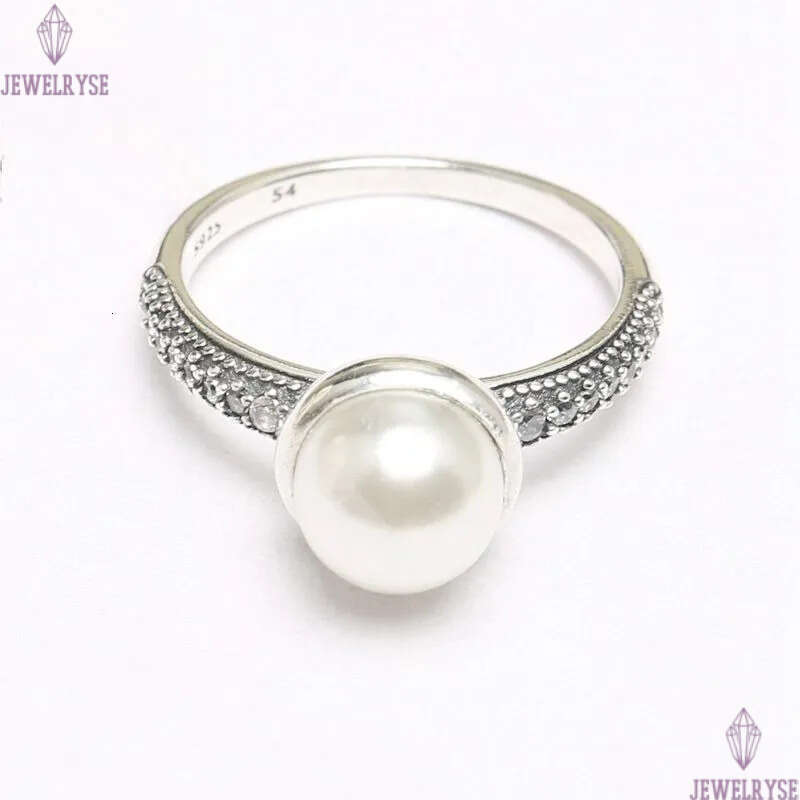 White pearls Ring Authentic 925 Silver Luxurious RING set Women Girls Wedding Gift Jewelry Diamond Stacking rings with Retail Box Factory wholesale